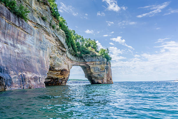 Cliff at Pictured Rocks National Lakeshore in Michigan, USA during autumn