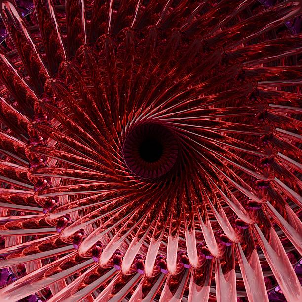 3d abstract red glass spiral background