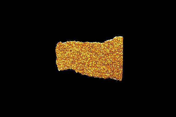 Ripped gold glitter paper torn edges strips isolated background