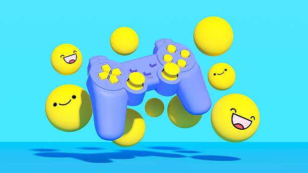 This playful three-dimensional illustration depicts a blue video game controller floating amidst happy yellow smiling emojis and spheres. The bright blue background enhances the vibrant and energetic atmosphere, symbolizing the intersection of gaming, entertainment, and social interaction. The cheerful expressions on the emojis convey the joy and excitement of multiplayer games or online streaming communities. An excellent visual for gaming apps, esports marketing, social media promotions, and youth-oriented advertisements. Perfect for brands highlighting fun, leisure activities, and digital connectivity.