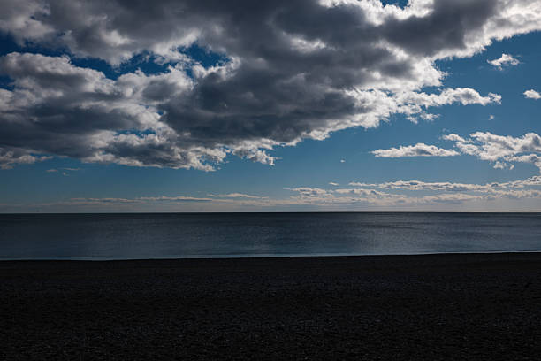 Overcast sky above scenic ocean landscape