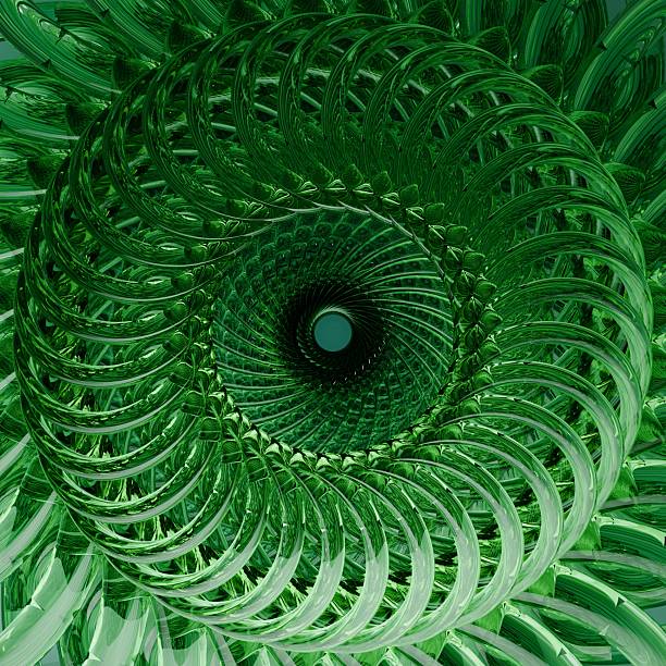 3d abstract green glass spiral background