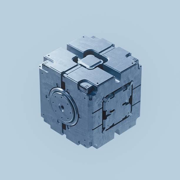 Data cubes connection, abstract technology background. Digitally generated image. 3d render.