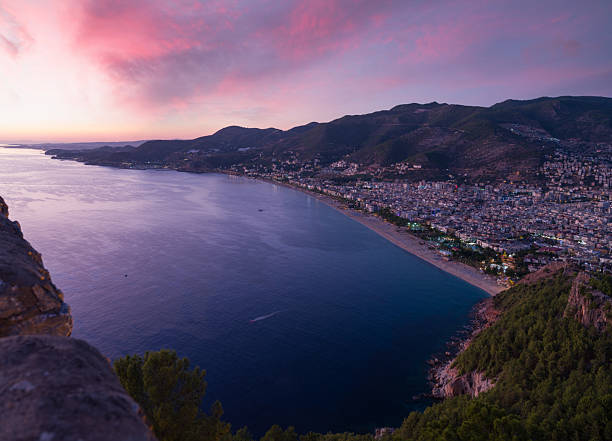 A view of Cleopatra and Damlataş beaches from Alanya castle. Antalya province, Türkiye