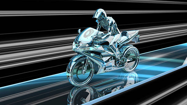 The world's fastest superbike pilot travels at virtually the speed of light. A new generation, no-name, unbranded electric motorcycle concept is speeding incredibly fast at night, whether under city lights or on a track. / You can see the animation movie of this image from my iStock video portfolio. Video number: 2261405186