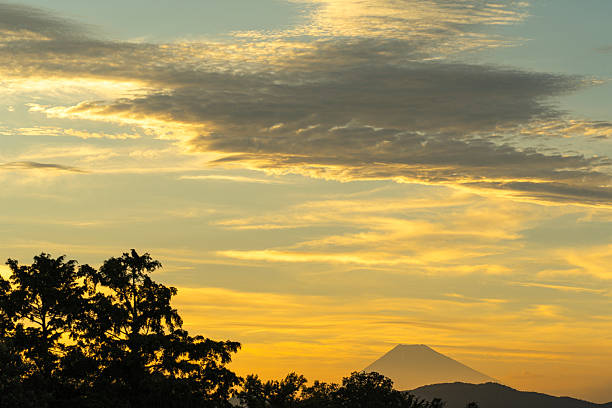 Tranquil evening skies and Mount Fuji