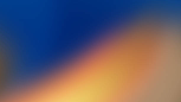 istock Abstract blurred gradient background with curved stripes of blue, orange, and yellow. 2261435979