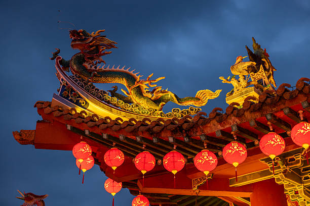 Thean Hou Temple rooftop.The Temple is an ornate, six tiered temple dedicated to the Chinese sea goddess Mazu. It was opened in 1987 at Kuala Lumpur - Malaysia.
