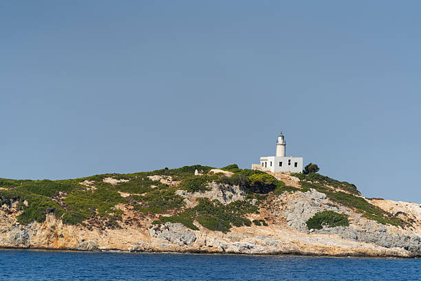Lighthouse at lonely small island in Greece