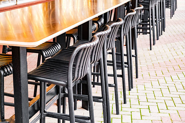 high chairs at the bar in a cafe outdoor