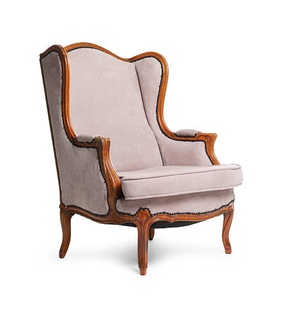 One stylish armchair isolated on white. Used stuff