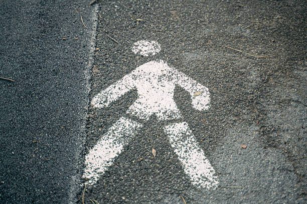 sign for walking on the asphalt in white that will be allowed to walk on the sidewalk