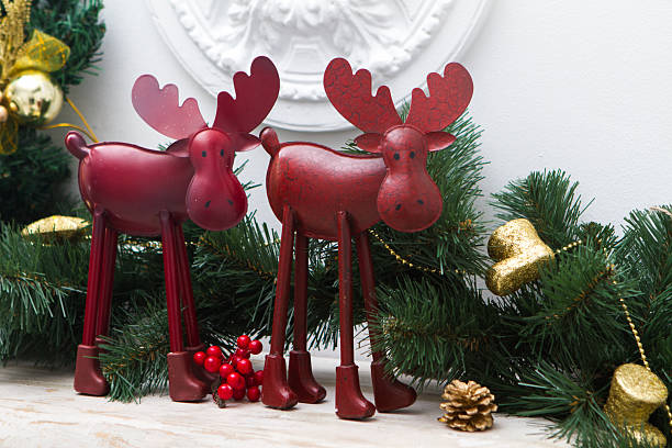 Deer in the Christmas interior. Decor
