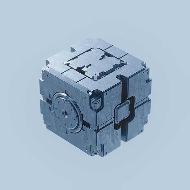 Data cubes connection, abstract technology background. Digitally generated image. 3d render.