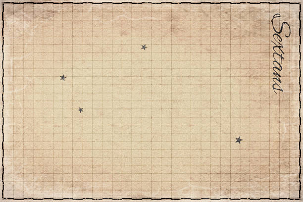 Sextans Constellation Star Map Leading Stars, Retro Paper