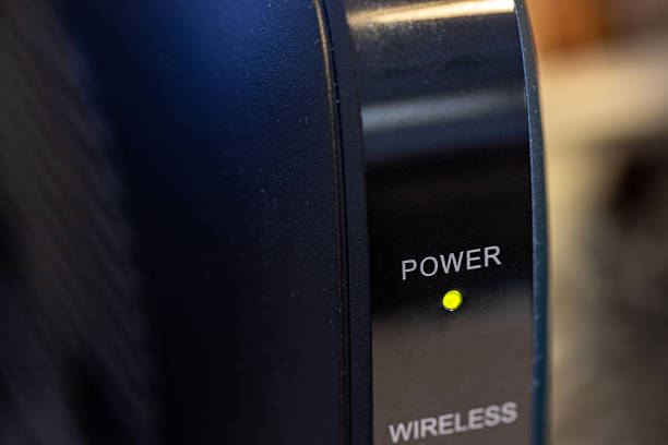 Yellow-green power light on Wi-Fi router
