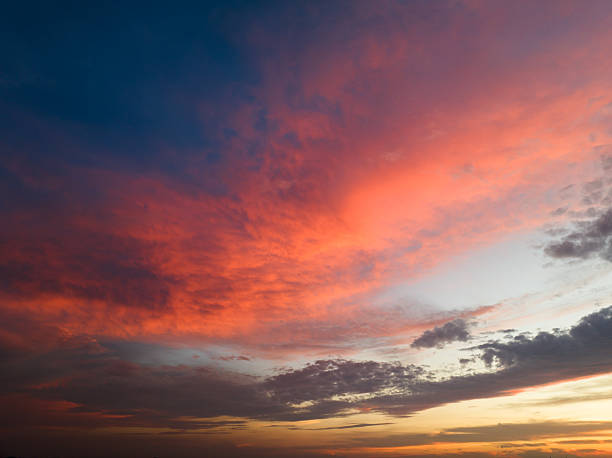 Wonderful sky in the evening with amazing colorful clouds in city
