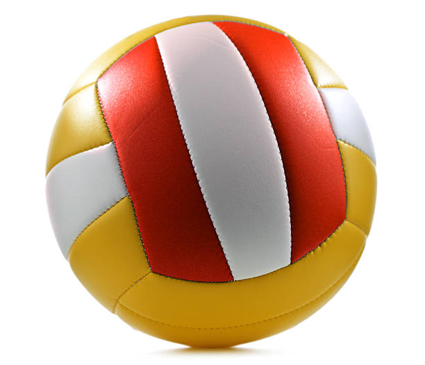 Leather volleyball isolated on white background.