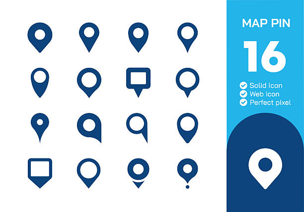 ilustraciones, imágenes clip art, dibujos animados e iconos de stock de colección de iconos sólidos de glifos de mapa. ilustración vectorial. icono para diseño web, logo, app, plantilla, interfaz de usuario, infografía, etc - lugar de interés