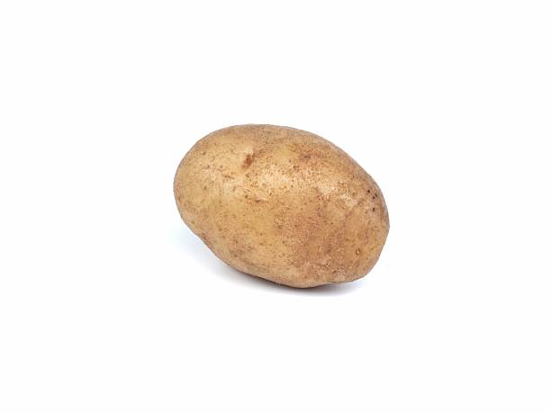 One fresh raw potatoes isolated on white background. Perfect for food, cooking, and grocery-related concepts
