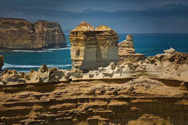 The Twelve Apostles along the Great Ocean Road, Victoria, Australia. Photographed at sunset from the beach below the viewpoint.