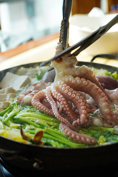 Korean Octopus Soup Yeonpo-tang with Fresh Octopus, Traditional Healthy Seafood Delicacy