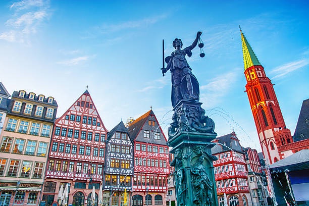 Fountain of Justice (Justitia) on the Römerberg in Frankfurt Am Main, Germany
