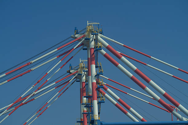 Cargo container ship at a container terminal in Rotterdam port, Netherlands