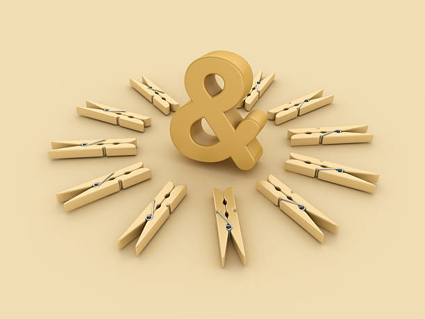 Circle of Clothespins with Ampersand Symbol - Color Background - 3D Rendering