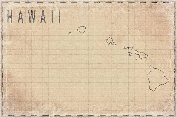 Antique Map of Hawaii on Aged Paper, Historical Map NASA imagery used as reference
