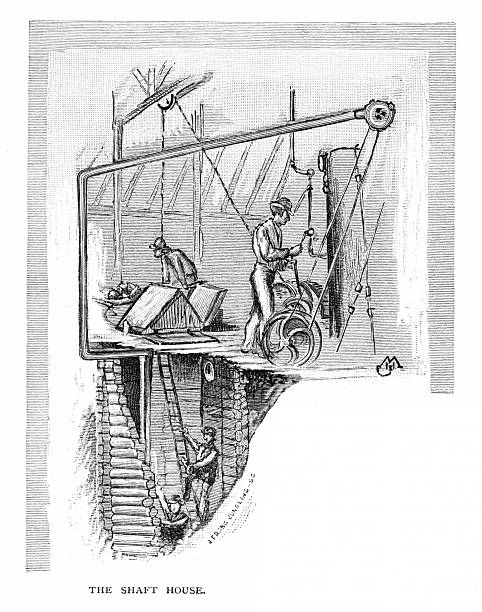 Miners working in a silver or lead mine inside the Rocky Mountains, Leadville, Colorado, USA. Engraving published 1879. Original edition is from my own archives. Copyright has expired and is in Public Domain.