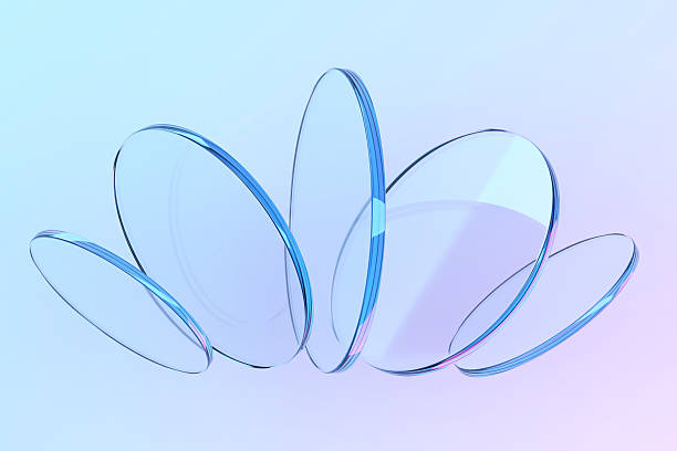 istock Dynamic abstract composition of floating glass circles on gradie 2261730060