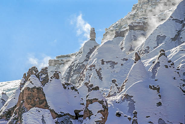Cappadocia, a region the central Anatolia of Turkiye in winter.