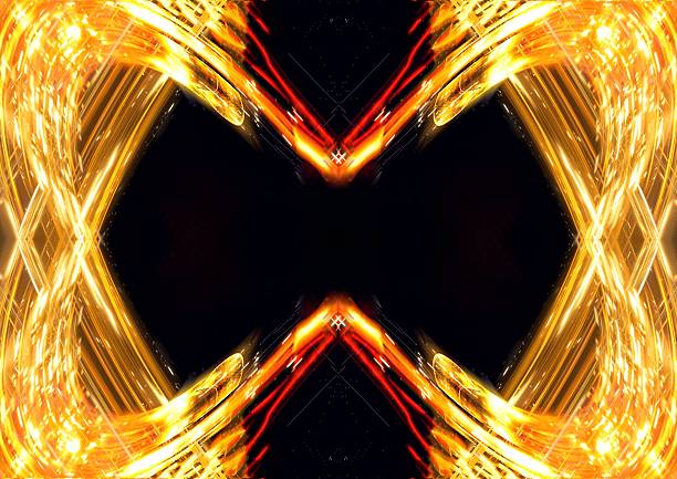 Abstract background with a sense of speed and flow of golden light