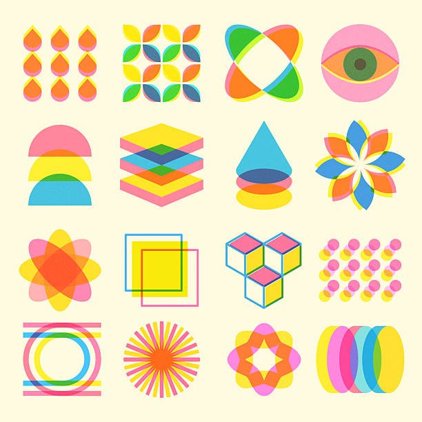 Vector Abstract Risograph Style Design Elements vector art illustration