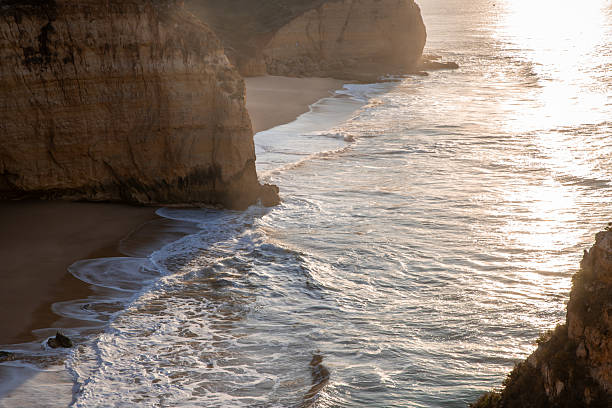 Beautiful Tonel beach with stunning cliffs surrounding it in Sagres, Algarve, Portugal. Surf spot in Sagres.