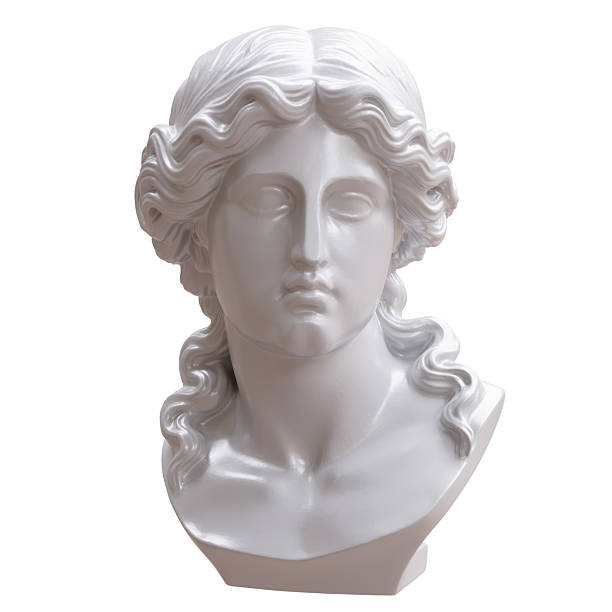 Venus marble sculpture head, Statue of Aphrodite isolated on white, 3d render
