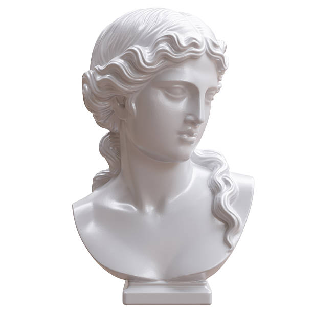 Venus marble sculpture head, Statue of Aphrodite isolated on white, 3d render