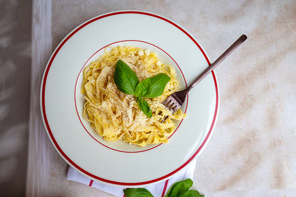 Ravioli with parmesan and basil .Cacio e pepe pasta