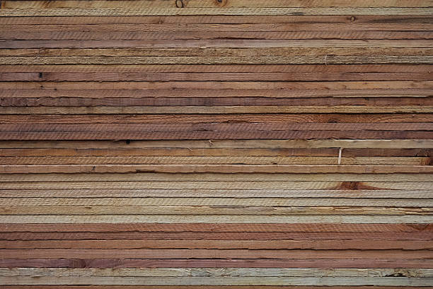 Stacks of timber planks in a warehouse