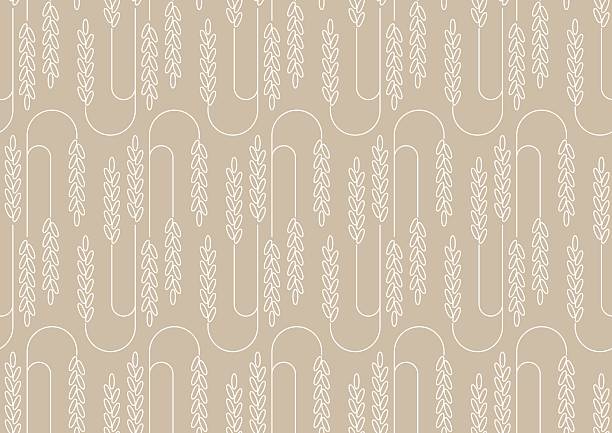 Cereal rice stalks geometric pattern background. Agricultural texture with rice grains for textile print, eco food packaging, eco food labels, farm product and wrapping paper