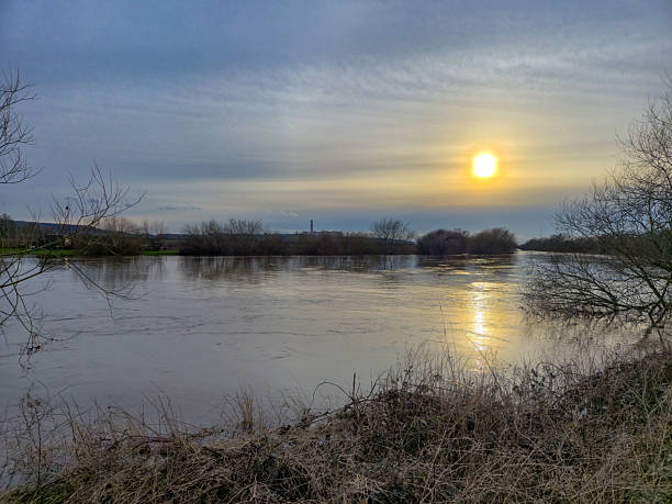 A beautiful sunset over the waterlands at the Attenborough Nature Reserve in Nottingham, UK.