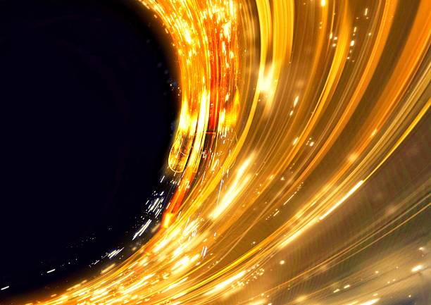 Abstract background with a sense of speed and flow of golden light