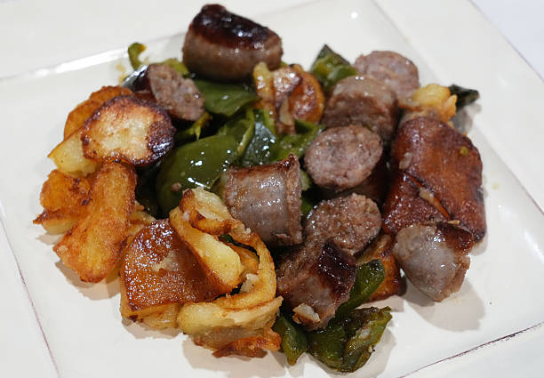 Italian Sausage, Green Peppers and Fried Potatoes makes a great Sausage and Peppers dish.