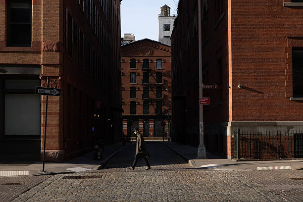 Person walking on city street in Tribeca New York