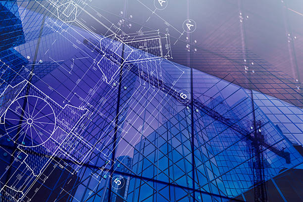 A conceptual architectural composition featuring modern glass buildings overlaid with detailed technical blueprints. This image represents innovation, engineering precision, and future-focused urban design. Ideal for themes related to architecture, construction technology, smart cities, real estate development, engineering, and corporate or tech presentations. The cool blue tones and transparent wireframe elements create a professional, high-tech aesthetic suitable for modern branding and visual storytelling.