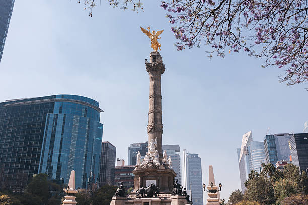 Mexico City,  México - December 15,  2022, Reforma avenue with the Diana cazadora fountain
