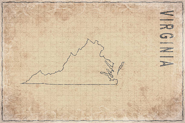 Antique Map of Virginia on Aged Paper, Historical Map NASA imagery used as reference