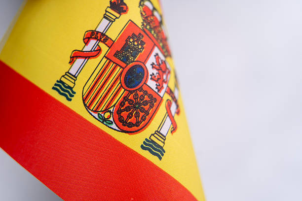 Spain National Flag Fabric Texture Close Up