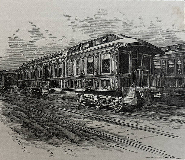 Antique illustration pre 1900 - rail car